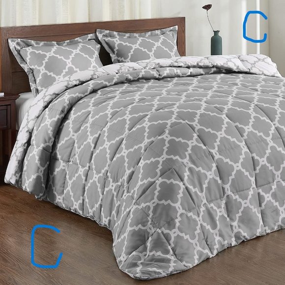 New Queen or  King Size Comforter Set -  Reversible Down Alternative - Picture 6 of 11